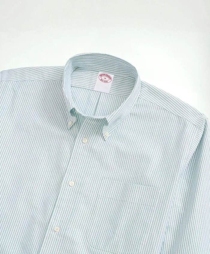Men Original Polo ButtonDown Striped Oxford Shirt Green Brooks Brothers Sport Shirts