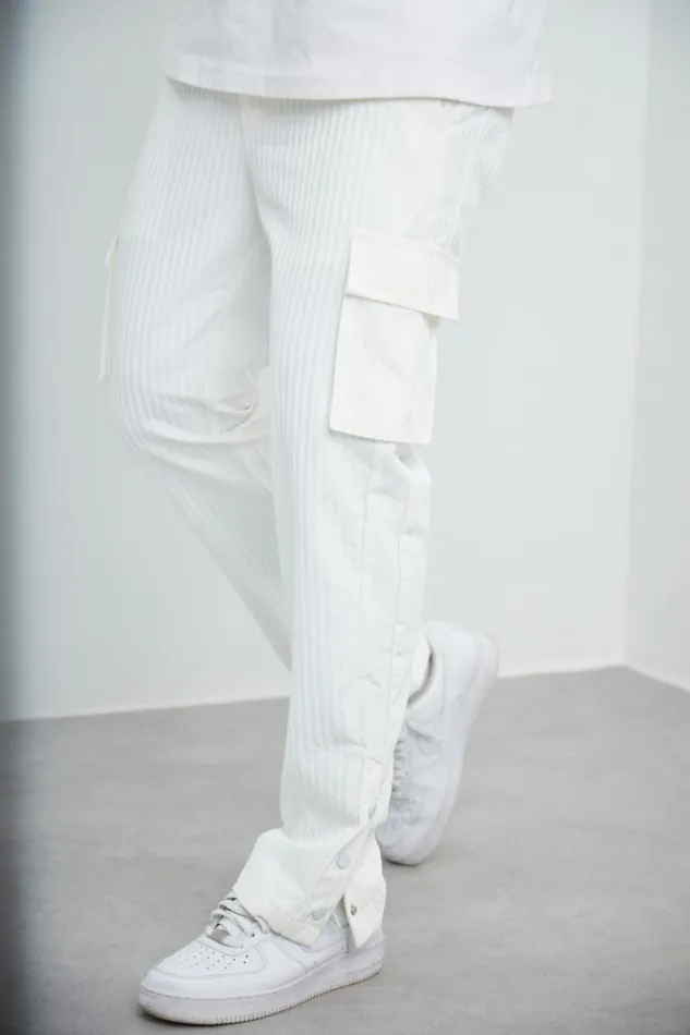 Men Pantalon Blanc Poches Pliss White Brentiny Paris Pants