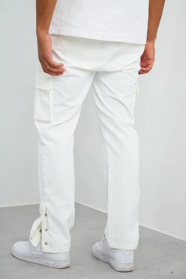 Men Pantalon Blanc Poches Pliss White Brentiny Paris Pants