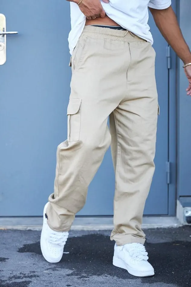 Men Pantalon Cargo Beige Fonc Darkbeige Brentiny Paris Pants