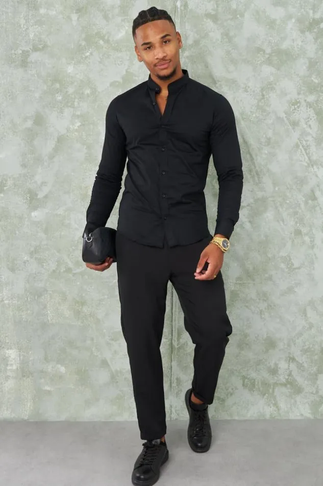 Men Pantalon Noir Uni Black Brentiny Paris Pants