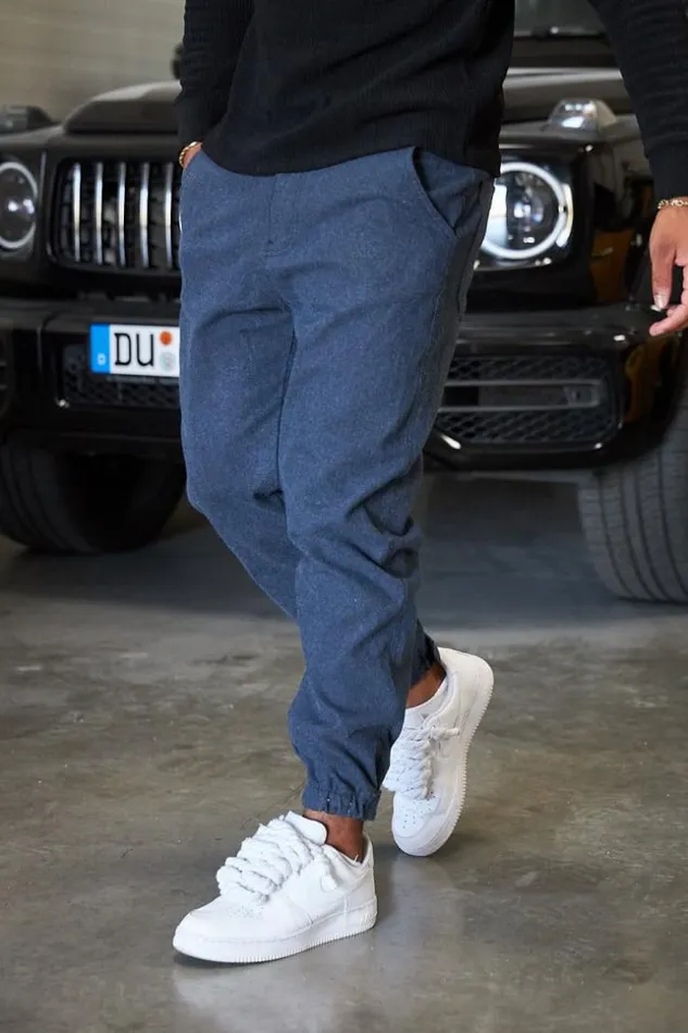 Men Pantalon Textur Bleu Blue Brentiny Paris Pants