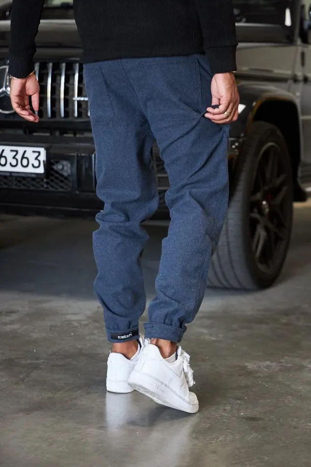 Men Pantalon Textur Bleu Blue Brentiny Paris Pants