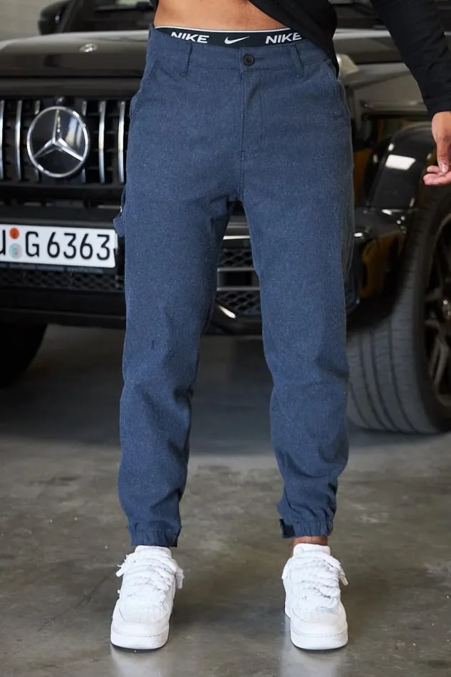 Men Pantalon Textur Bleu Blue Brentiny Paris Pants