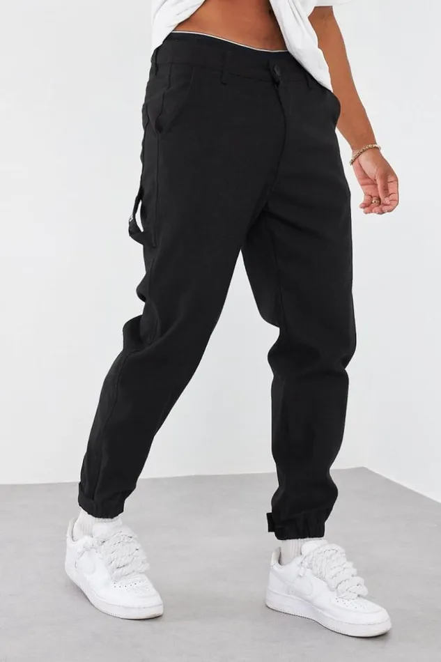 Men Pantalon Textur Noir Black Brentiny Paris Pants
