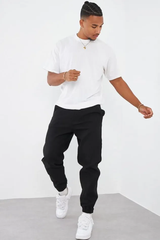 Men Pantalon Textur Noir Black Brentiny Paris Pants