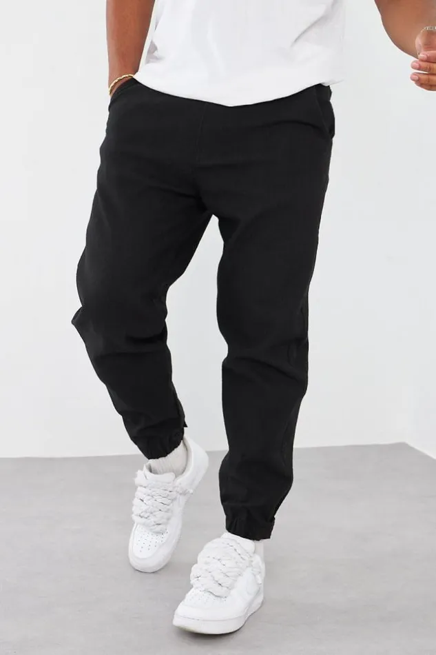 Men Pantalon Textur Noir Black Brentiny Paris Pants