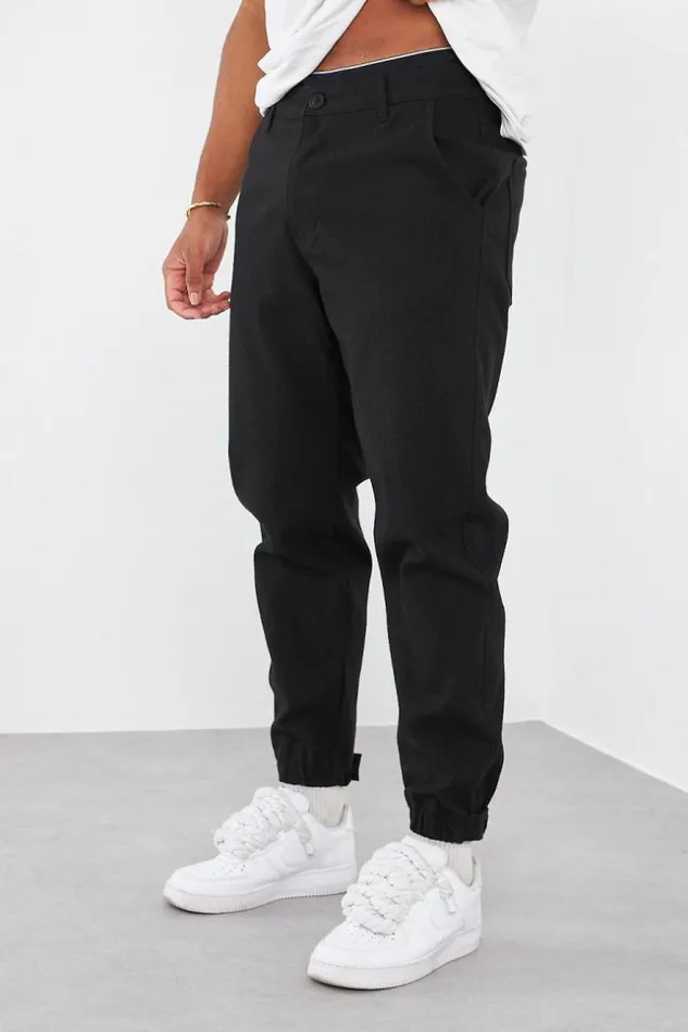 Men Pantalon Textur Noir Black Brentiny Paris Pants