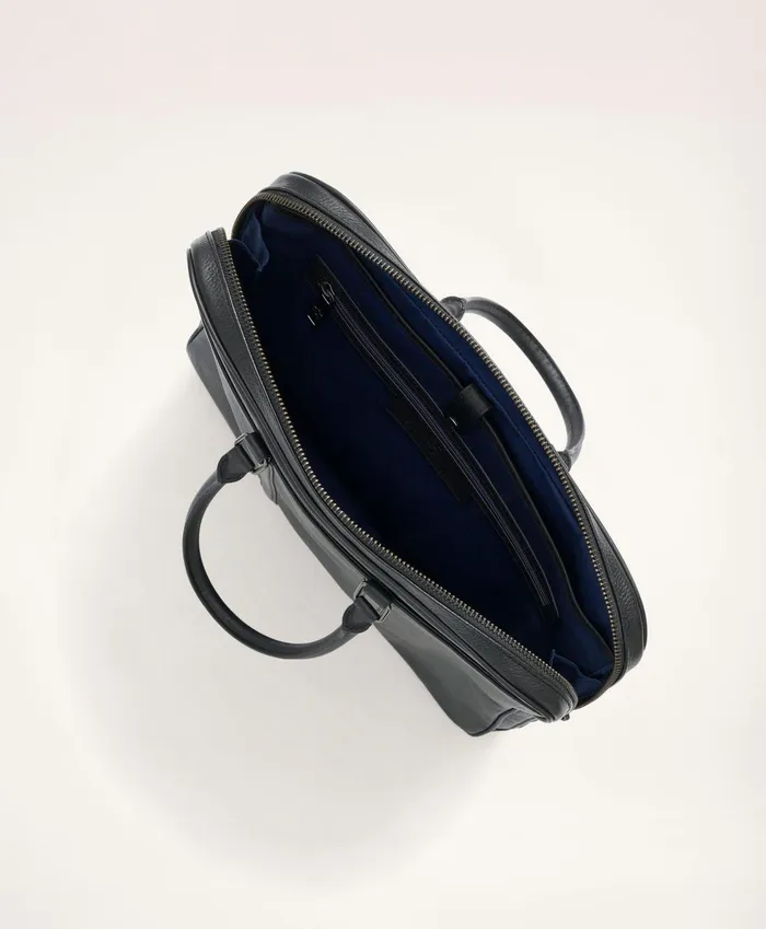 Men Pebbled Leather Briefcase Black Brooks Brothers Bags and Leather Goods