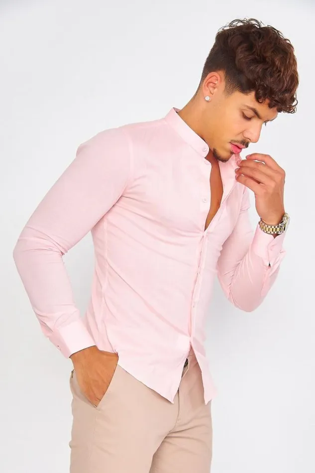Men Pink Collar Shirt Pink Brentiny Paris Shirts