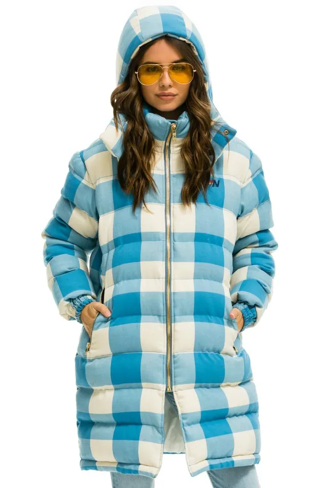 Men PLAID UNISEX LONG TREKKER JACKET 8211 SKY PLAID Aviator Nation Outerwear