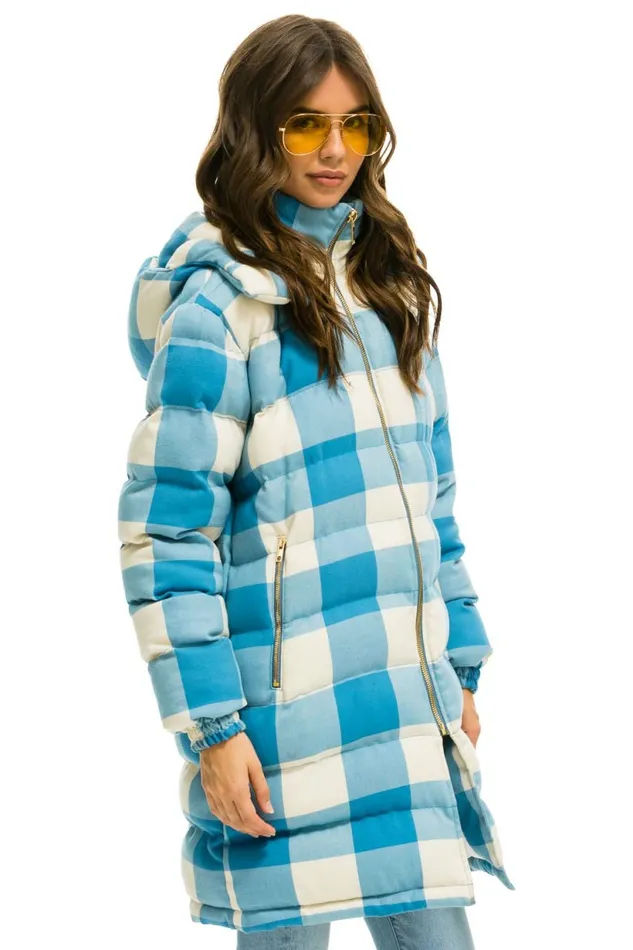 Men PLAID UNISEX LONG TREKKER JACKET 8211 SKY PLAID Aviator Nation Outerwear Men PLAID UNISEX LONG TREKKER JACKET 8211 SKY PLAID Aviator Nation Outerwear