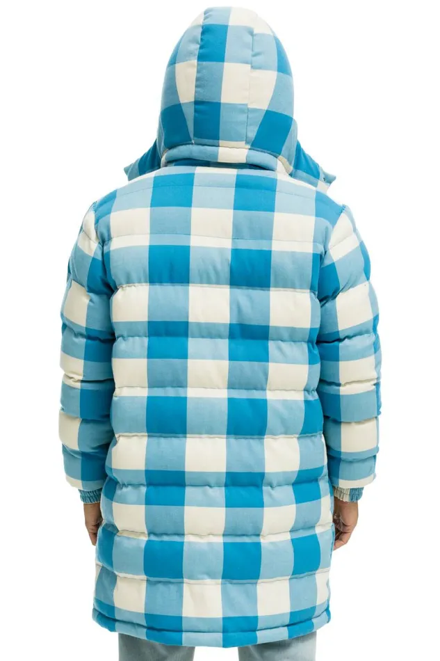 Men PLAID UNISEX LONG TREKKER JACKET 8211 SKY PLAID Aviator Nation Outerwear Men PLAID UNISEX LONG TREKKER JACKET 8211 SKY PLAID Aviator Nation Outerwear