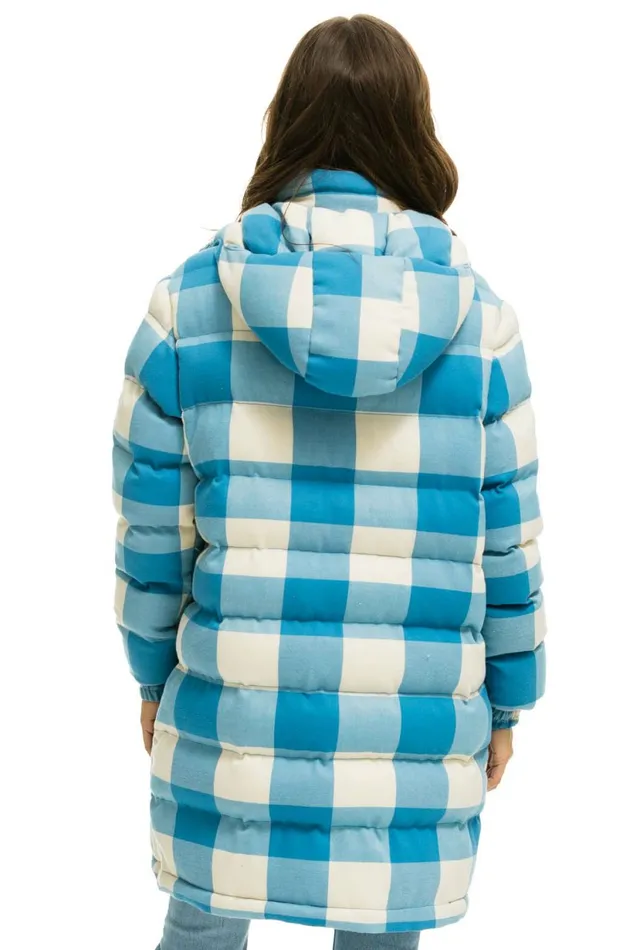 Men PLAID UNISEX LONG TREKKER JACKET 8211 SKY PLAID Aviator Nation Outerwear Men PLAID UNISEX LONG TREKKER JACKET 8211 SKY PLAID Aviator Nation Outerwear