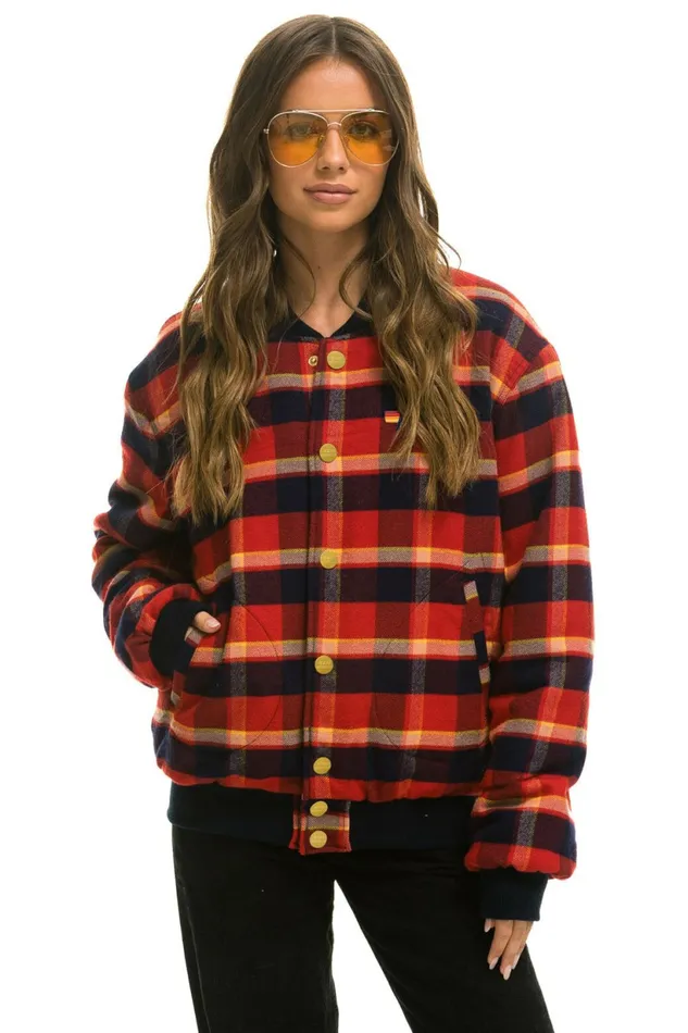 Men PLAID UNISEX VARSITY JACKET 8211 RUGBY PLAID Aviator Nation Outerwear