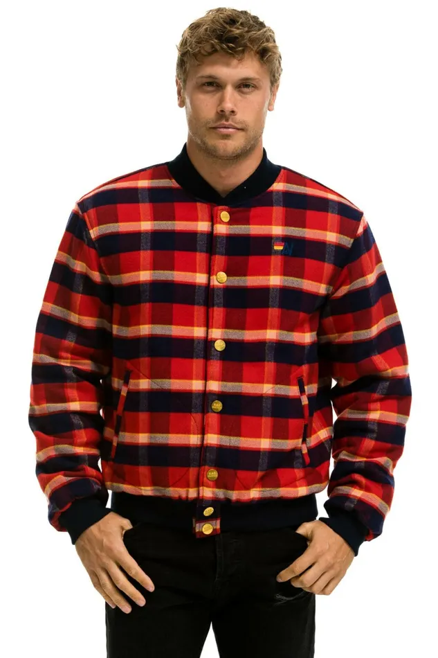 Men PLAID UNISEX VARSITY JACKET 8211 RUGBY PLAID Aviator Nation Outerwear Men PLAID UNISEX VARSITY JACKET 8211 RUGBY PLAID Aviator Nation Outerwear