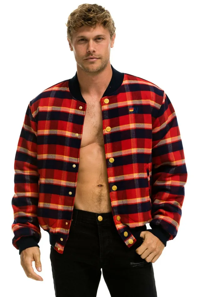 Men PLAID UNISEX VARSITY JACKET 8211 RUGBY PLAID Aviator Nation Outerwear Men PLAID UNISEX VARSITY JACKET 8211 RUGBY PLAID Aviator Nation Outerwear