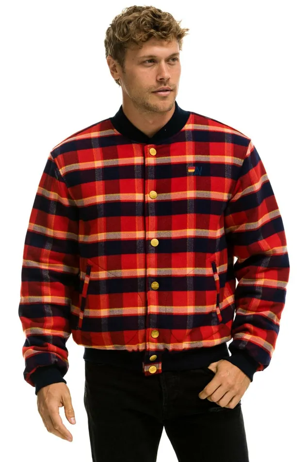 Men PLAID UNISEX VARSITY JACKET 8211 RUGBY PLAID Aviator Nation Outerwear Men PLAID UNISEX VARSITY JACKET 8211 RUGBY PLAID Aviator Nation Outerwear