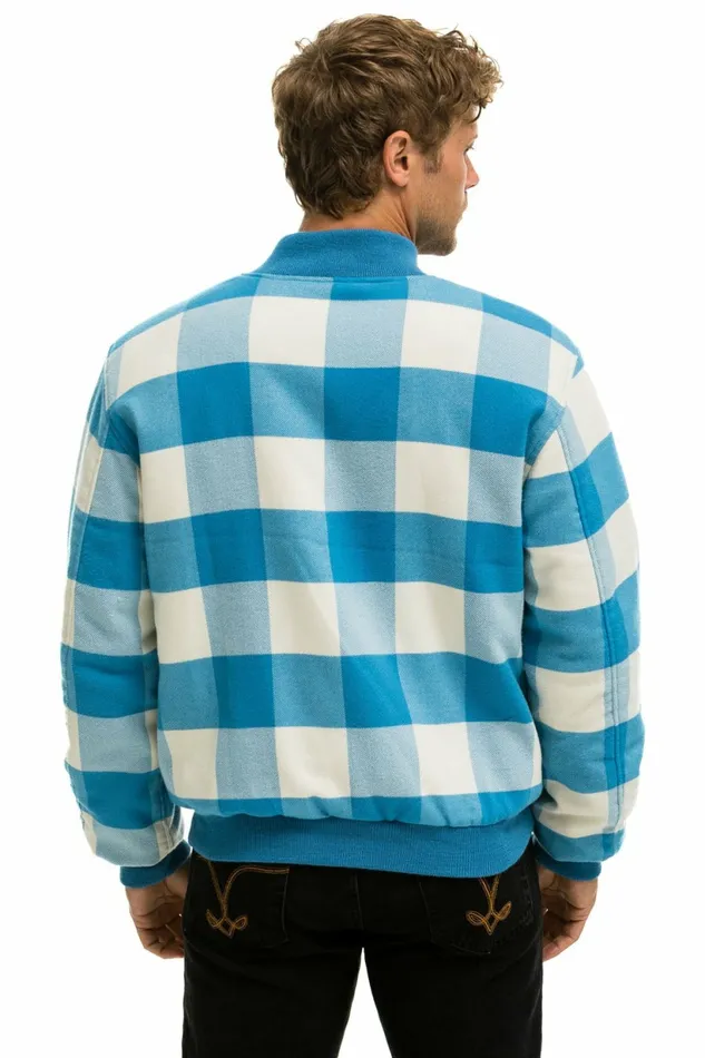 Men PLAID UNISEX VARSITY JACKET 8211 SKY PLAID Aviator Nation Outerwear Men PLAID UNISEX VARSITY JACKET 8211 SKY PLAID Aviator Nation Outerwear