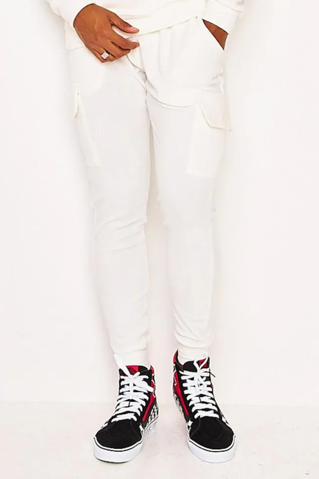 Men Polar Fleece Joggers In White White Brentiny Paris Jogging Bottoms
