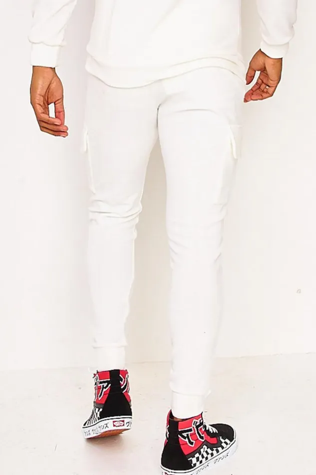 Men Polar Fleece Joggers In White White Brentiny Paris Jogging Bottoms