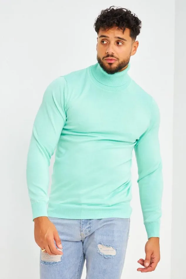Men Pull Col Roul Vert D039eau Uni Vertclair Brentiny Paris Sweatshirts and Pullovers