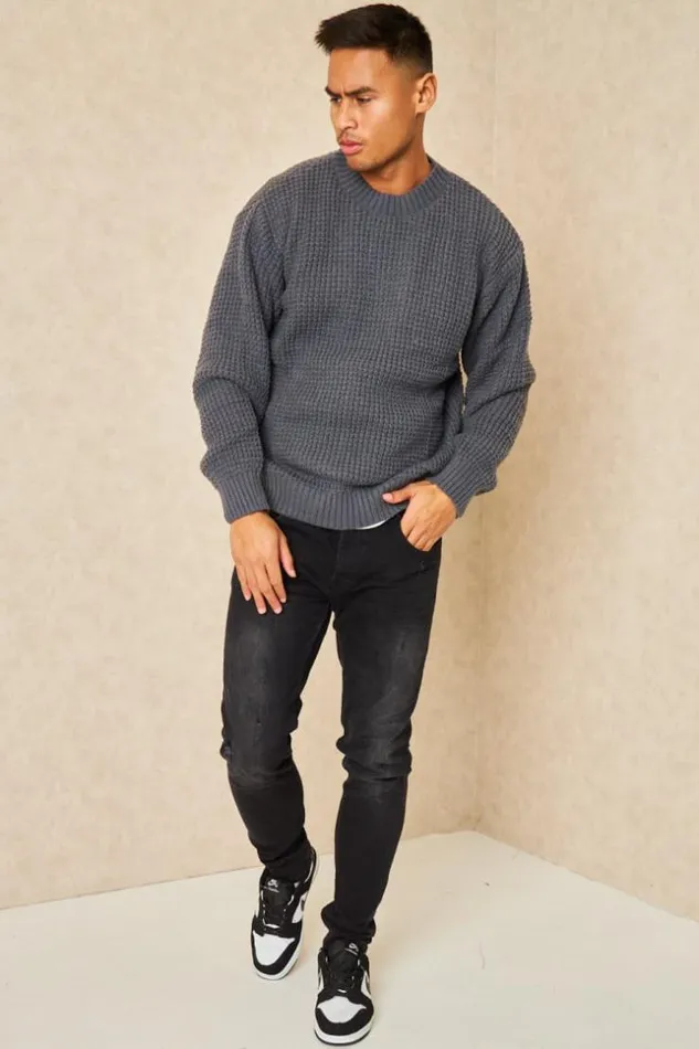 Men Pull Gris Col Rond Aspect Crochet Grey Brentiny Paris Sweatshirts and Pullovers Men Pull Gris Col Rond Aspect Crochet Grey Brentiny Paris Sweatshirts and Pullovers