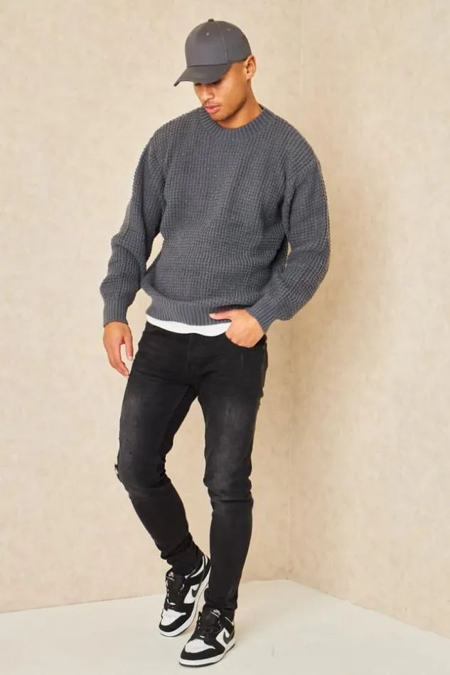 Men Pull Gris Col Rond Aspect Crochet Grey Brentiny Paris Sweatshirts and Pullovers Men Pull Gris Col Rond Aspect Crochet Grey Brentiny Paris Sweatshirts and Pullovers