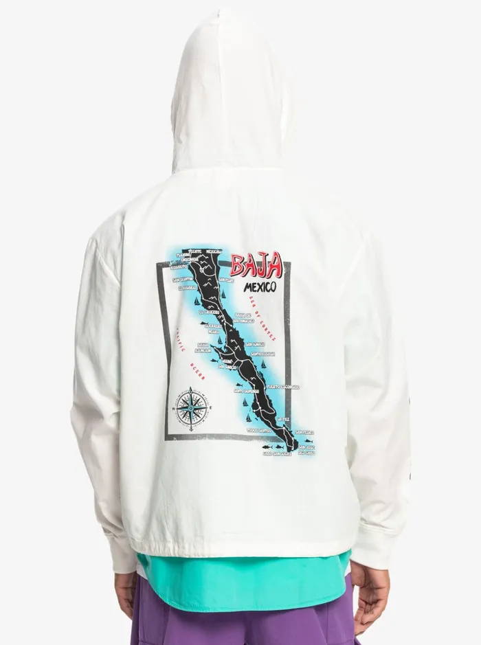 Men Quiksilver Jackets Quiksilver X Stranger Things The Baja Lightweight Jacket White Men Quiksilver Jackets Quiksilver X Stranger Things The Baja Lightweight Jacket White