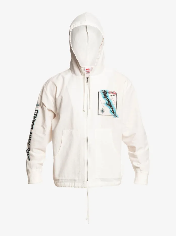 Men Quiksilver Jackets Quiksilver X Stranger Things The Baja Lightweight Jacket White Men Quiksilver Jackets Quiksilver X Stranger Things The Baja Lightweight Jacket White