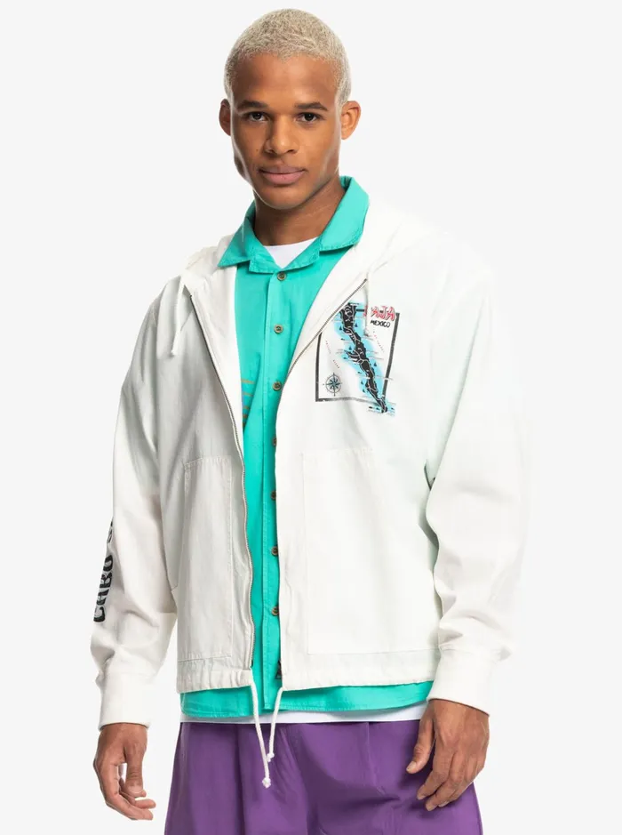 Men Quiksilver Jackets Quiksilver X Stranger Things The Baja Lightweight Jacket White Men Quiksilver Jackets Quiksilver X Stranger Things The Baja Lightweight Jacket White