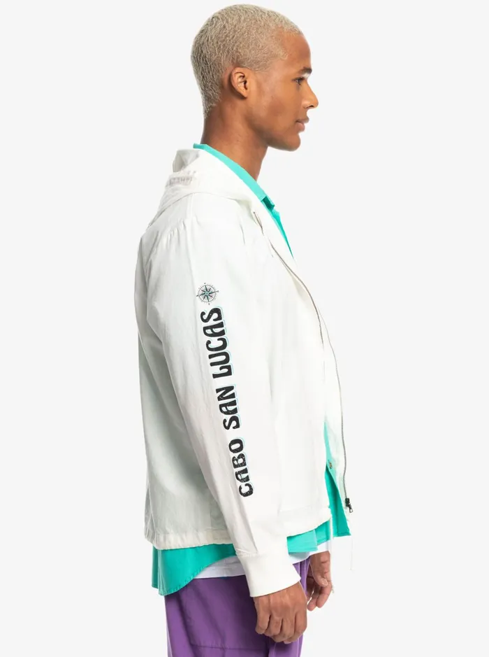 Men Quiksilver Jackets Quiksilver X Stranger Things The Baja Lightweight Jacket White Men Quiksilver Jackets Quiksilver X Stranger Things The Baja Lightweight Jacket White