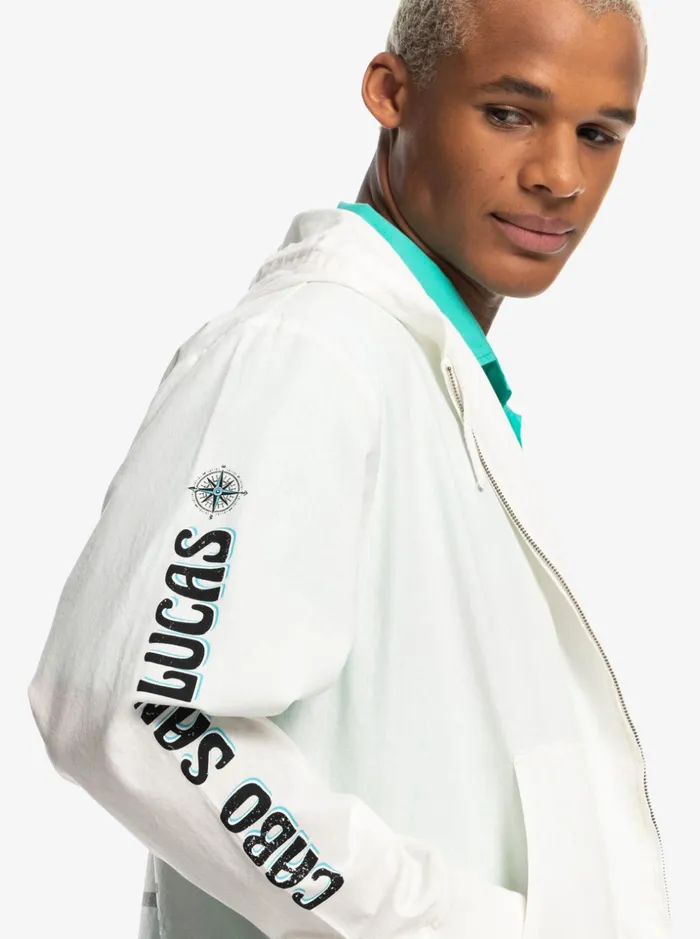 Men Quiksilver Jackets Quiksilver X Stranger Things The Baja Lightweight Jacket White Men Quiksilver Jackets Quiksilver X Stranger Things The Baja Lightweight Jacket White
