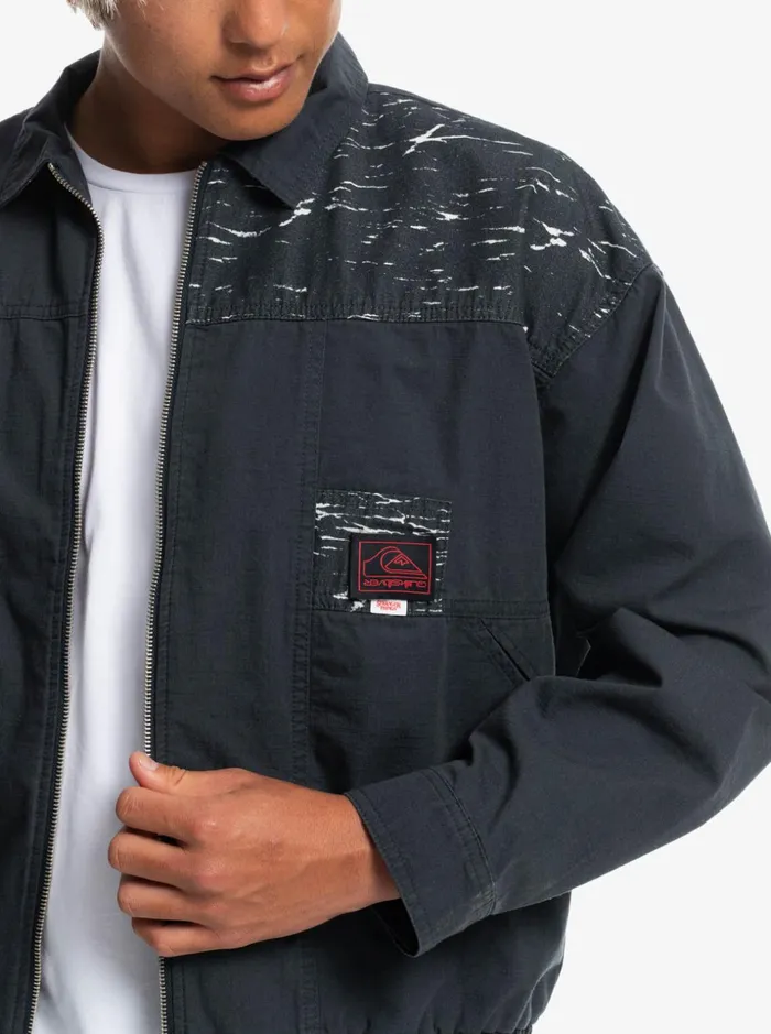 Men Quiksilver Jackets Quiksilver X Stranger Things Upside Down Jacket Black Men Quiksilver Jackets Quiksilver X Stranger Things Upside Down Jacket Black