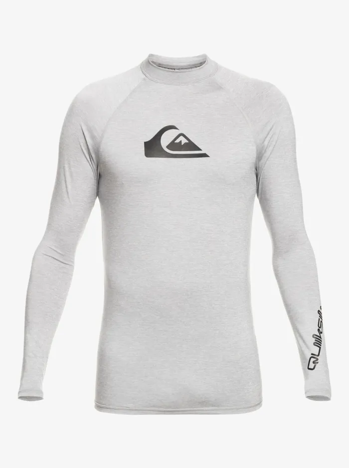 Men Quiksilver Rashguards All Time Long Sleeve UPF 50 Rashguard Sleet Heather