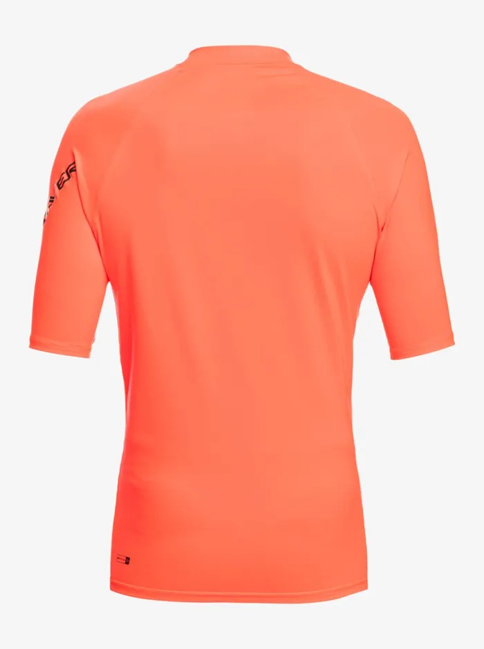 Men Quiksilver Rashguards All Time Short Sleeve UPF 50 Rashguard Fiery Coral