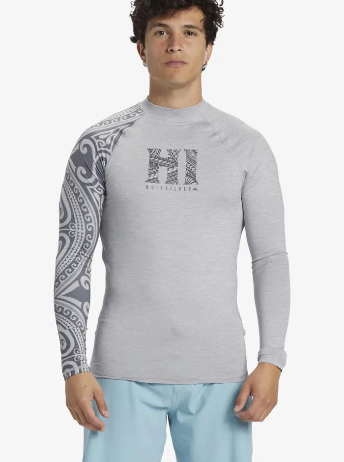 Men Quiksilver Rashguards Hawaii Big Island UPF 50 Long Sleeve Surf Tee Sleet Heather Men Quiksilver Rashguards Hawaii Big Island UPF 50 Long Sleeve Surf Tee Sleet Heather
