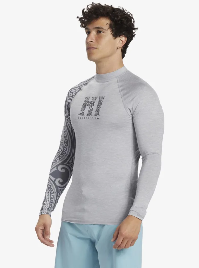 Men Quiksilver Rashguards Hawaii Big Island UPF 50 Long Sleeve Surf Tee Sleet Heather Men Quiksilver Rashguards Hawaii Big Island UPF 50 Long Sleeve Surf Tee Sleet Heather