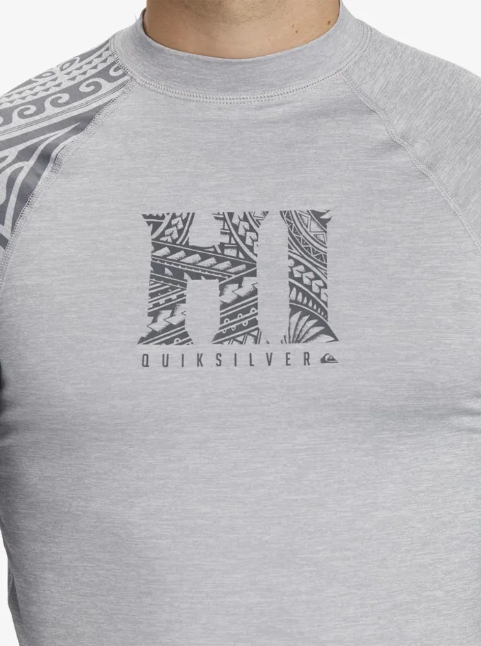 Men Quiksilver Rashguards Hawaii Big Island UPF 50 Long Sleeve Surf Tee Sleet Heather Men Quiksilver Rashguards Hawaii Big Island UPF 50 Long Sleeve Surf Tee Sleet Heather