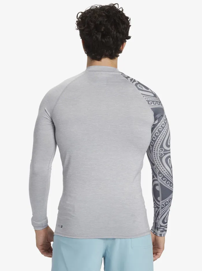 Men Quiksilver Rashguards Hawaii Big Island UPF 50 Long Sleeve Surf Tee Sleet Heather Men Quiksilver Rashguards Hawaii Big Island UPF 50 Long Sleeve Surf Tee Sleet Heather