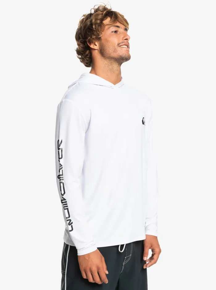 Men Quiksilver Rashguards Omni Session UPF 50 Long Sleeve Surf Tee White