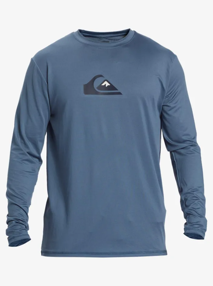 Men Quiksilver Rashguards Solid Streak Long Sleeve UPF 50 Surf Tee Bering Sea