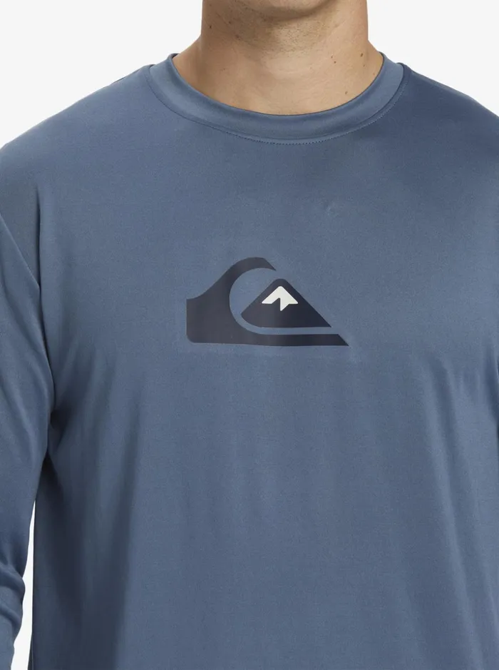 Men Quiksilver Rashguards Solid Streak Long Sleeve UPF 50 Surf Tee Bering Sea