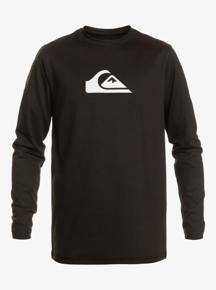 Men Quiksilver Rashguards Solid Streak Long Sleeve UPF 50 Surf Tee Black