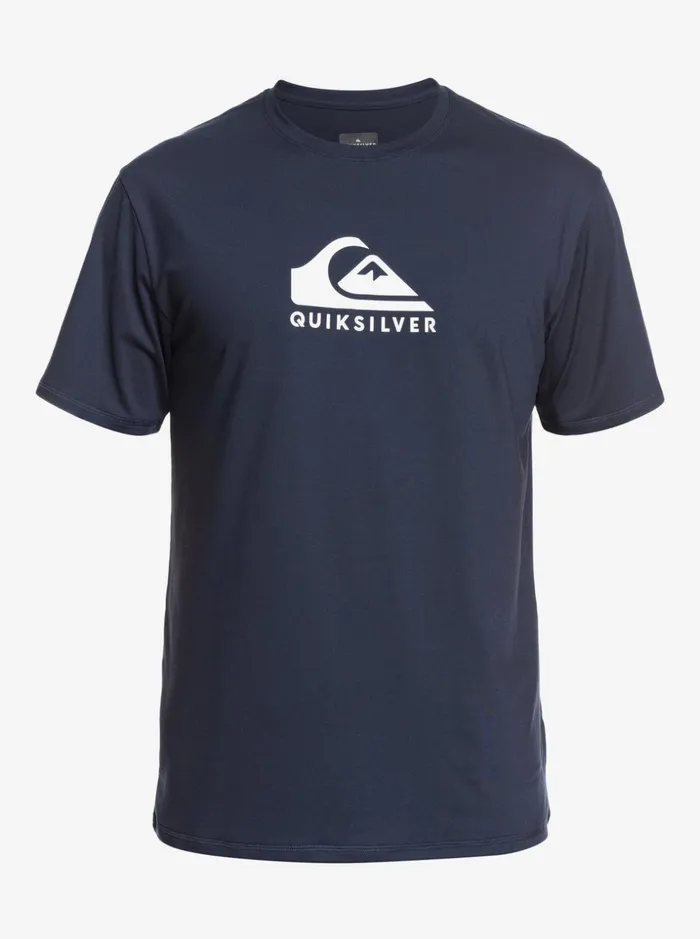Men Quiksilver Rashguards Solid Streak Short Sleeve UPF 50 Surf TShirt Navy Blazer Men Quiksilver Rashguards Solid Streak Short Sleeve UPF 50 Surf TShirt Navy Blazer