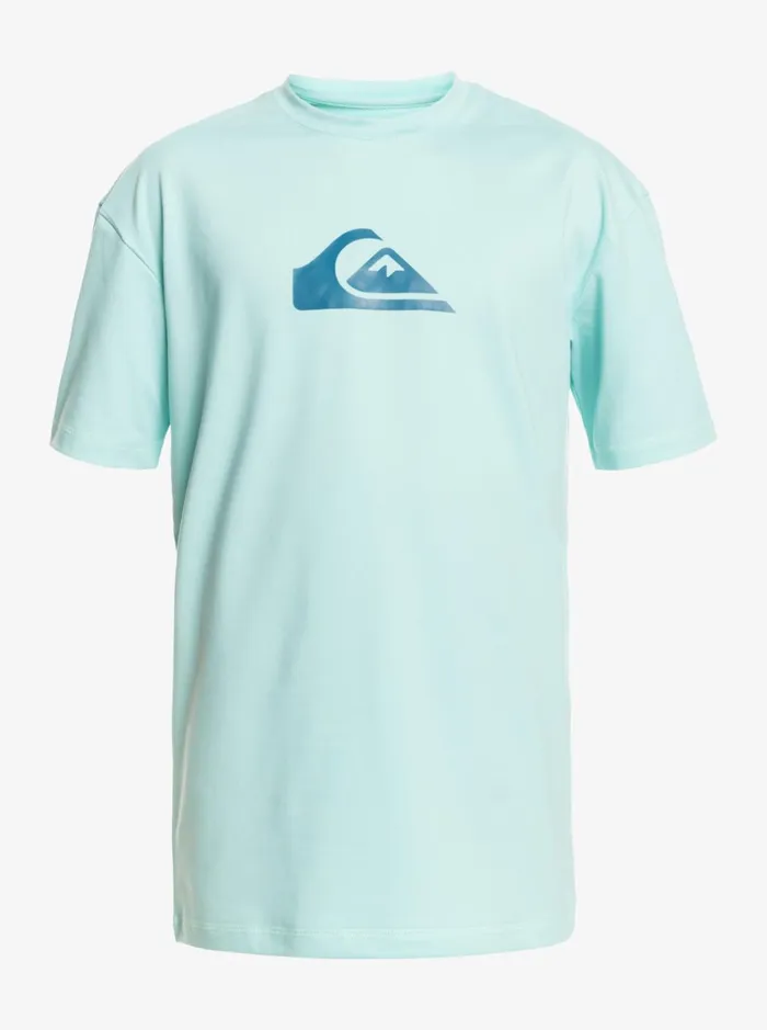 Men Quiksilver Rashguards Solid Streak Short Sleeve UPF 50 Surf Tee Angel Blue