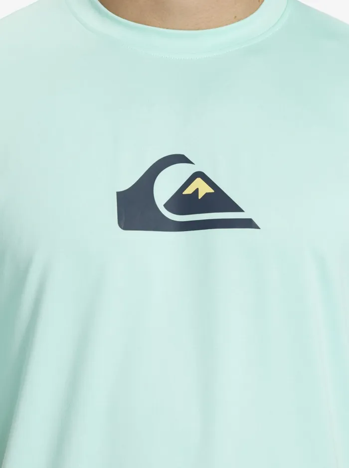 Men Quiksilver Rashguards Solid Streak Short Sleeve UPF 50 Surf Tee Beach Glass Men Quiksilver Rashguards Solid Streak Short Sleeve UPF 50 Surf Tee Beach Glass