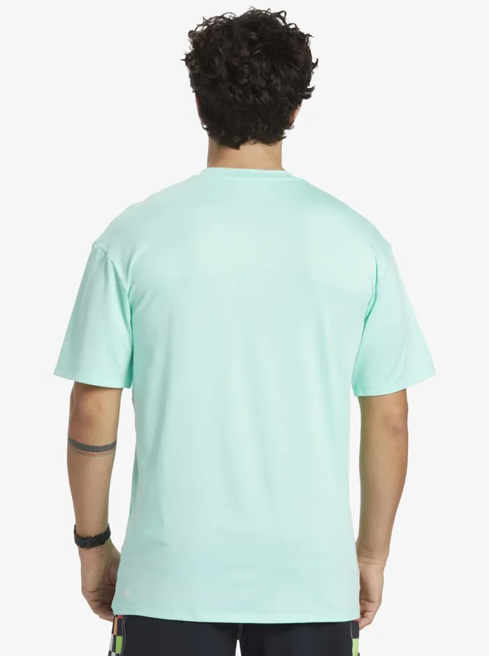 Men Quiksilver Rashguards Solid Streak Short Sleeve UPF 50 Surf Tee Beach Glass Men Quiksilver Rashguards Solid Streak Short Sleeve UPF 50 Surf Tee Beach Glass