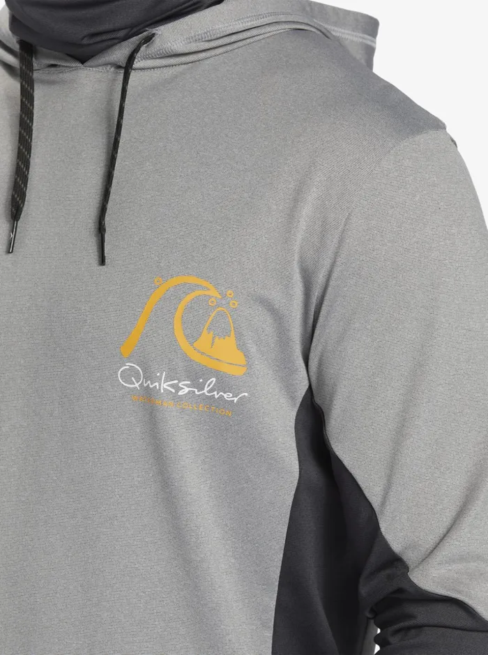 Men Quiksilver Rashguards Waterman Angler Hooded UPF 50 Long Sleeve Surf Tee Sharkskin Men Quiksilver Rashguards Waterman Angler Hooded UPF 50 Long Sleeve Surf Tee Sharkskin