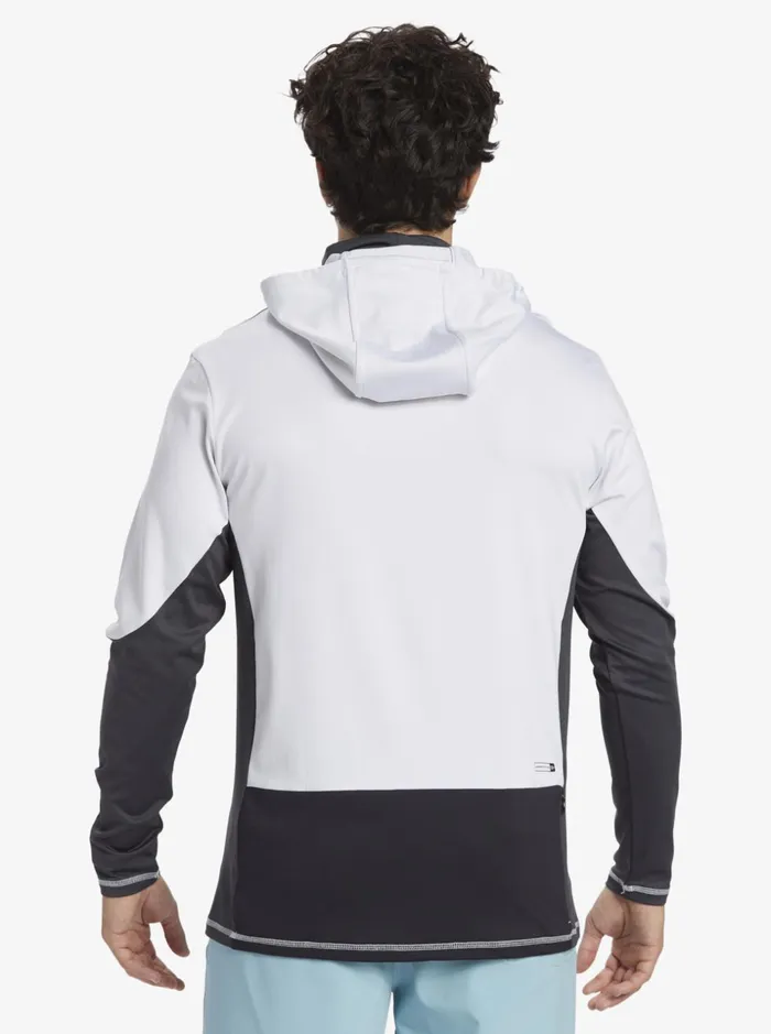 Men Quiksilver Rashguards Waterman Angler Hooded UPF 50 Long Sleeve Surf Tee White Men Quiksilver Rashguards Waterman Angler Hooded UPF 50 Long Sleeve Surf Tee White